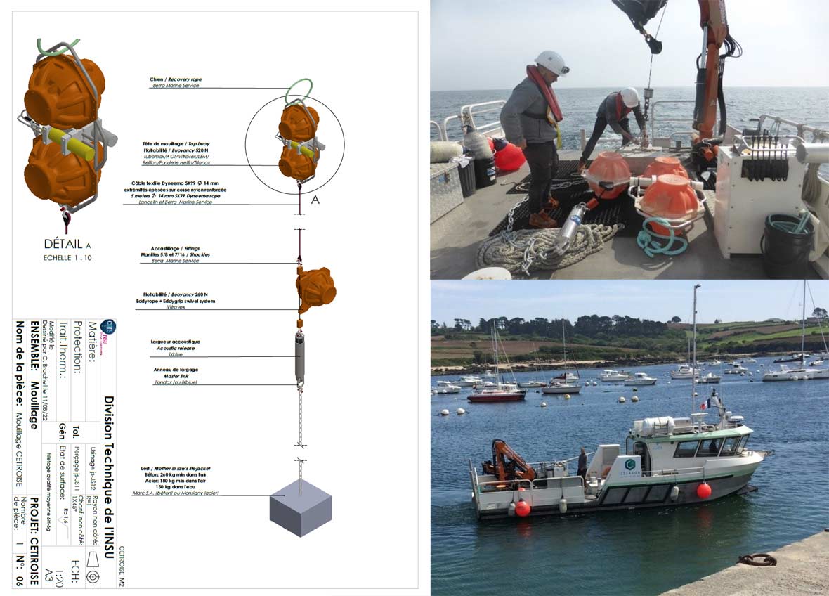 ENSTA Bretagne : ligne de mouillage d'hydrophone pour suivi des cétacés en mer d'Iroise