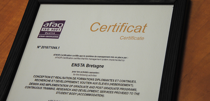 ENSTA Bretagne : certification iso 2015