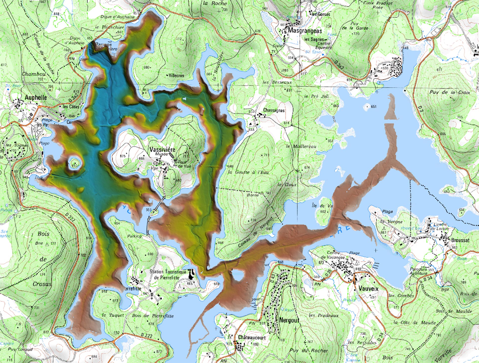 ENSTA Bretagne : carte marine du Lac de Vassiviere