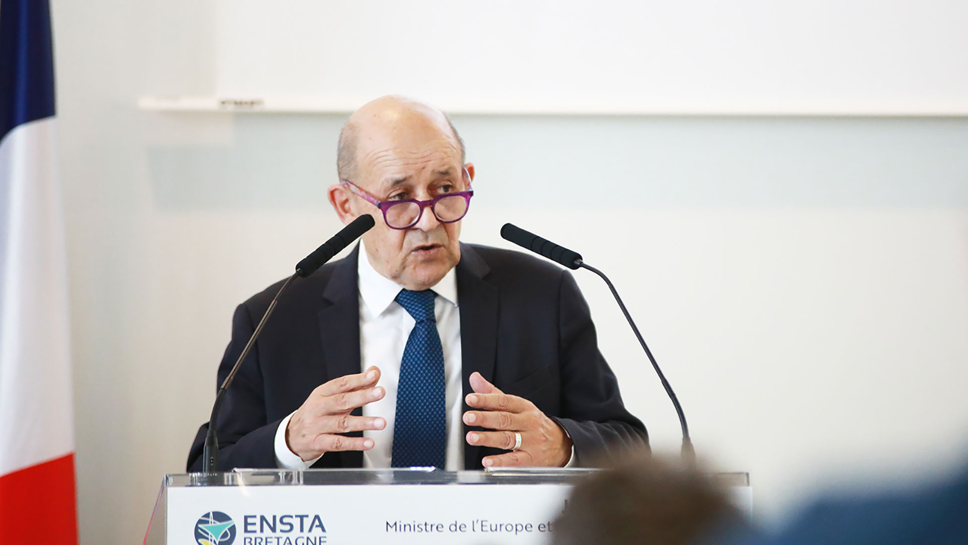 ENSTA Bretagne : Visite de Jean-Yves Le Drian, Ministre de l'Europe et des affaires étrangères à l'ENSTA Bretagne le 15 octobre 2021