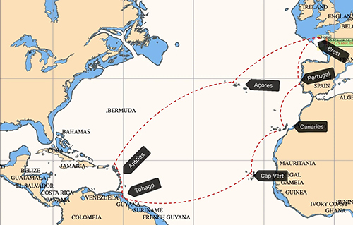 ENSTA Bretagne : traversée de l'Atlantique : parcours