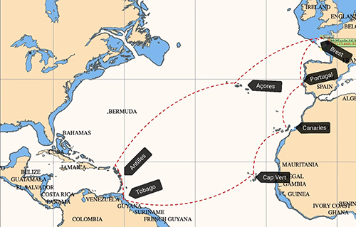 ENSTA Bretagne : traversée de l'Atlantique : parcours