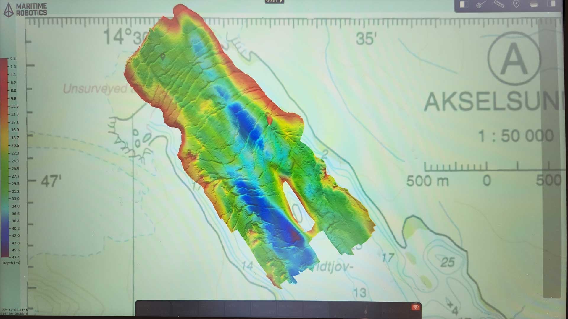 Carte des fonds du fjord