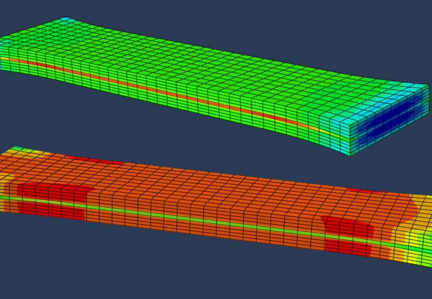 ENSTA Bretagne : Modélisation avancée des matériaux -  simulation d'essai de traction sur éprouvette de matériau composite à 3 couches